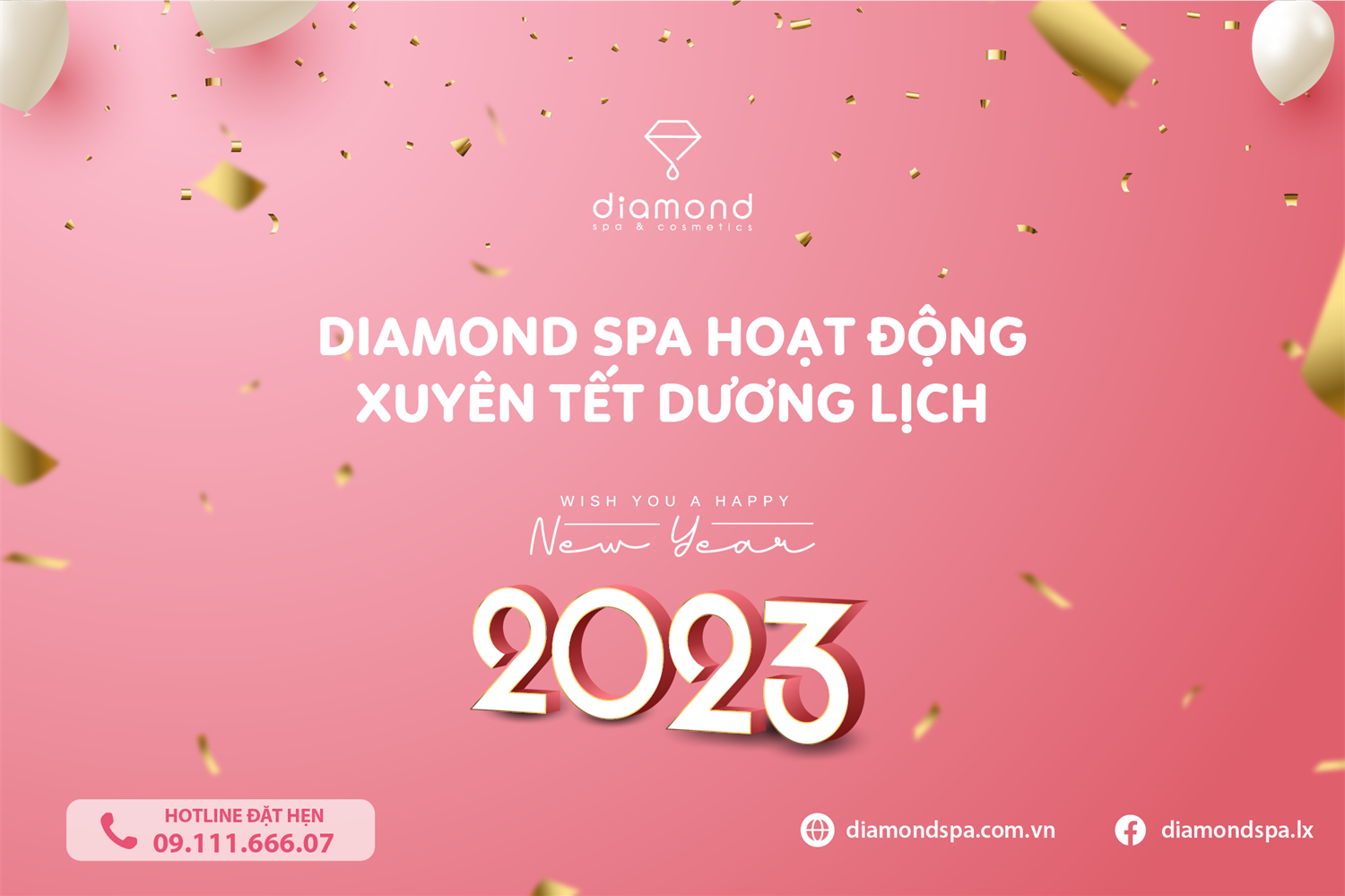 DIAMOND SPA HOẠT ĐỘNG XUYÊN LỄ TẾT DƯƠNG LỊCH 2023