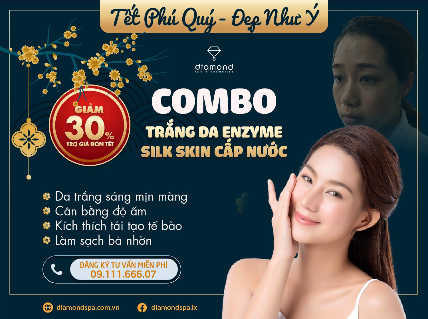 GIẢM 30% COMBO TRẮNG DA ENZYME  - SILK SKIN CẤP NƯỚC