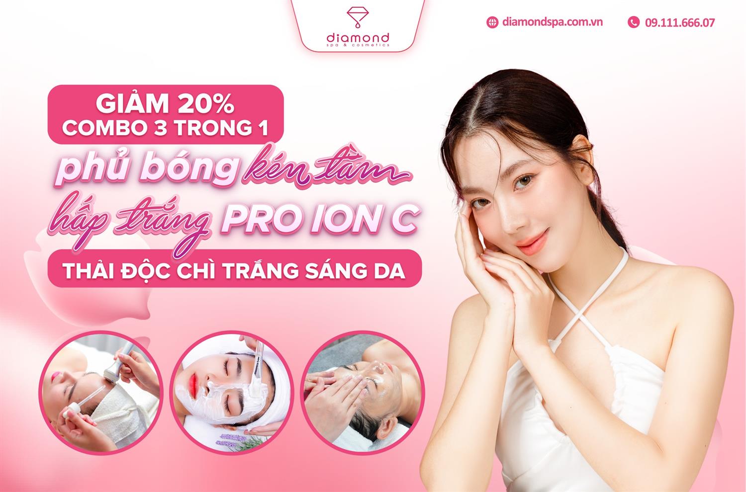 [COMBO 3 TRONG 1] PHỦ BÓNG KÉN TẰM - HẤP TRẮNG MẶT PRO ION C - THẢI ĐỘC CHÌ