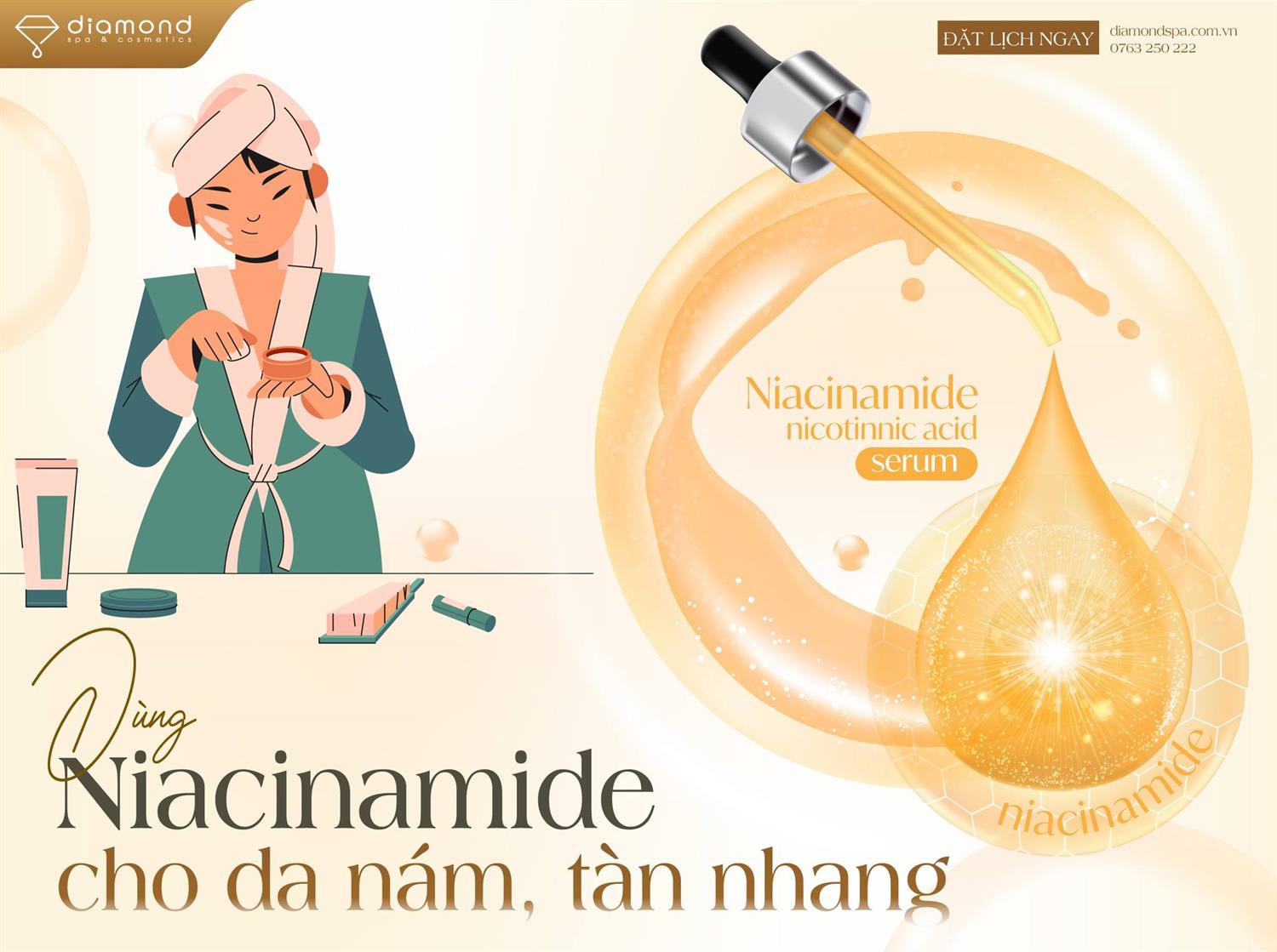 NIACINAMIDE CHO LÀN DA NÁM TÀN NHANG