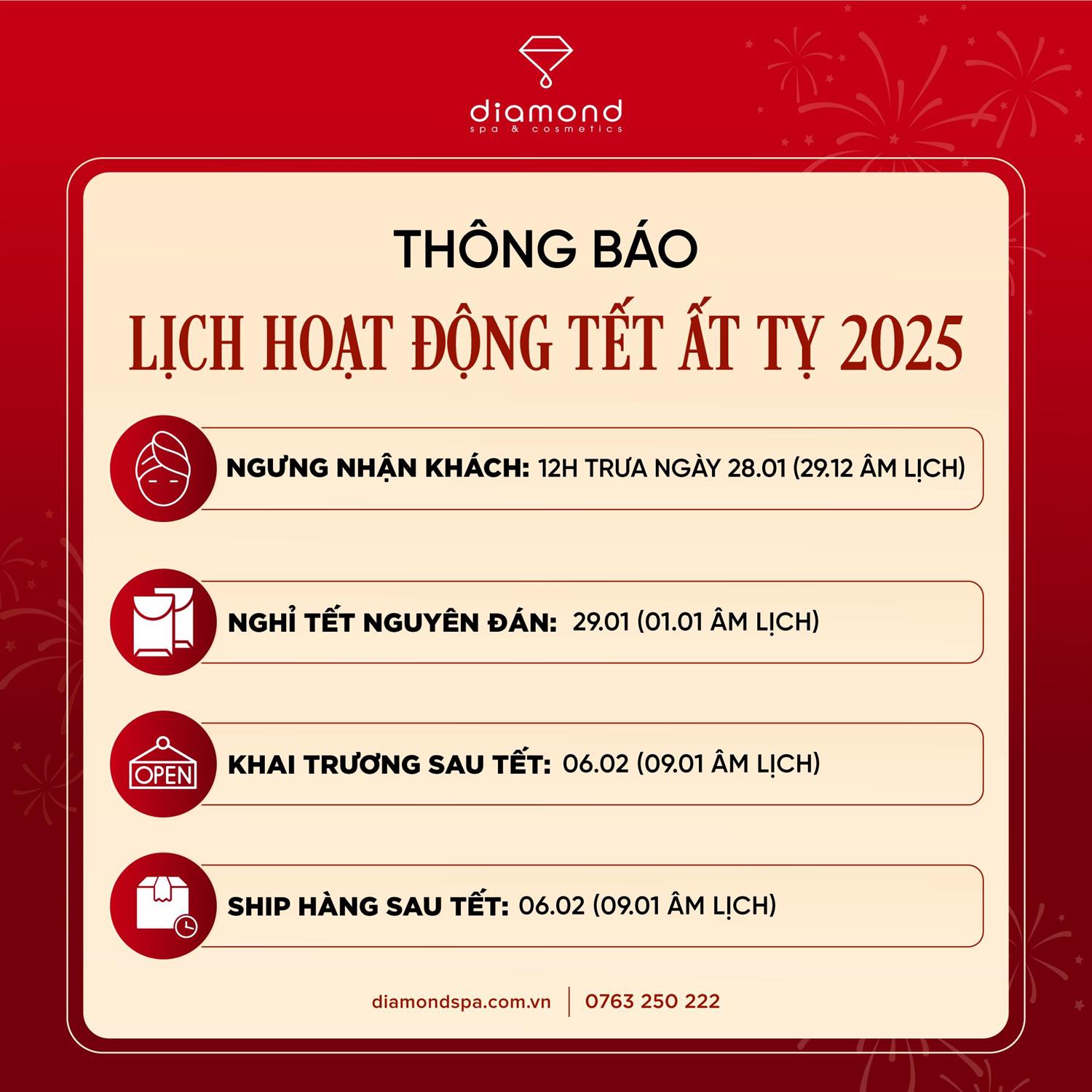 THÔNG BÁO LỊCH HOẠT ĐỘNG TẾT ẤT TỴ 2025